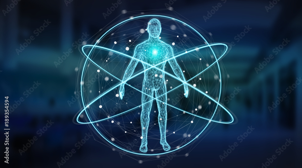 Aufkleber digital x-ray human body scan background interface 3d rendering