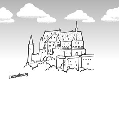 Luxembourg famous landmark sketch