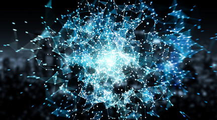 Connections system sphere and datas exchanges 3D rendering