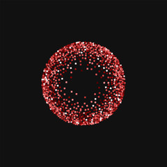 Red gold glitter. Small round frame with red gold glitter on black background. Pleasing Vector illustration.