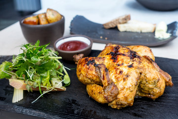 Fresh chicken with vegetables and mash potatoes