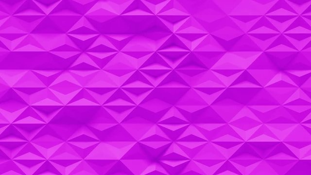 Abstract Polygonal Geometric Surface Loop 5E: clean soft complex low poly motion background of shifting pink purple feminine magenta triangles. 4K UHD, FullHD, seamless loop.