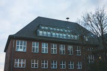 old industrial brick building in vintage mood