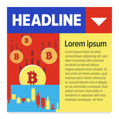 Colorful illustrated template on the theme of falling prices of cryptocurrencies. The design for your site or blog