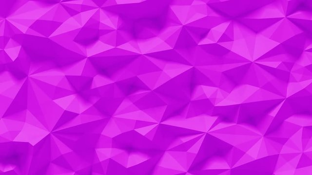 Abstract Polygonal Geometric Surface Loop 6E: clean soft parametric low poly motion background of shifting pink purple feminine magenta triangles. 4K UHD, FullHD, seamless loop.