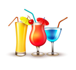 Vector summer vacation realistic cocktail glass