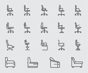 Chair and Sofa of side view (1) line icon