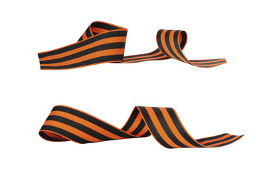 set of Orange and black striped ribbon symbol of May 9 and 23 February  
