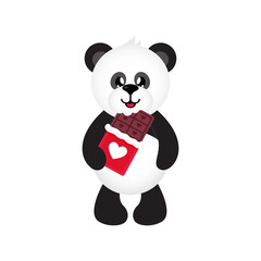 cartoon cute panda with chocolate