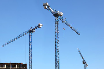 Three modern high-rise crane.