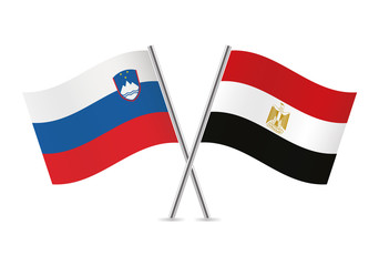 Slovenia and Egypt flags. Vector illustration.