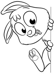 Niedlicher Osterhase schaut um die Ecke - Vektor-Illustration