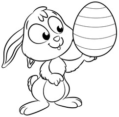 Niedlicher Osterhase mit Osterei - Vektor-Illustration