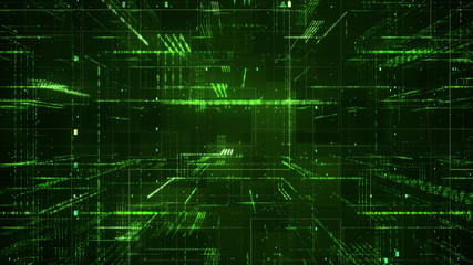 Fototapeta na wymiar Digital binary code matrix background - 3D rendering of a scientific technology data binary code network conveying connectivity, complexity and data flood of modern digital age