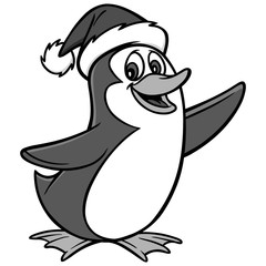 Christmas Penguin Illustration - A vector cartoon illustration of a Christmas Penguin.