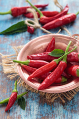 Chili peppers in a copper pot