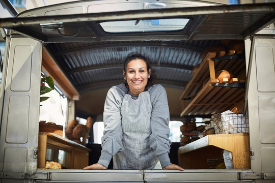 Portrait Of Woman In Food Truck