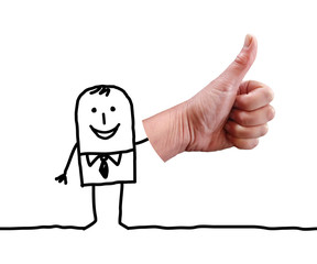 Cartoon Businessman Saying OK with Thumb