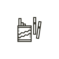 black and white linear icon pack of cigarettes