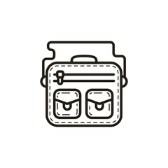 black and white linear icon for men's bags