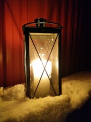 Candle light in the snow