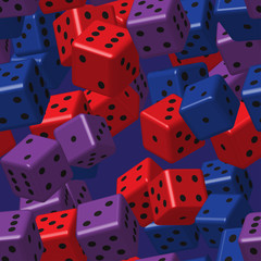 Red Purple Blue Dice Seamless Pattern