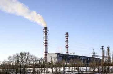 Huge factory is working, huge tubes