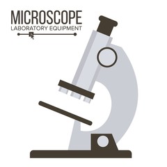 Microscope Isolated Vector. Biology School Laboratory Equipment. Science Education Symbol. Flat Illustration