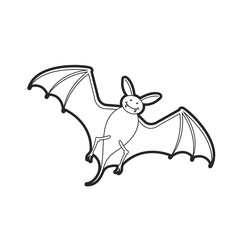 black outline bat vector cartoon