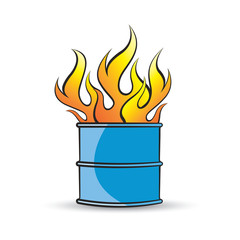 barrel with fire vector drawing