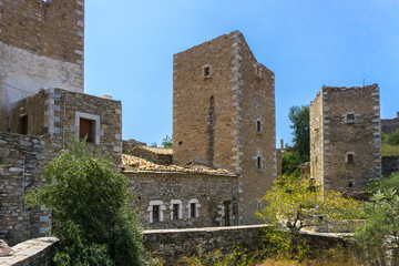 A tower in Mani in Greece. The Towers of Mani are military hallmarks. The need of fortifying the Mani home with a tower was the centralization and the segregation of society into clans or families