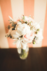 Wonderful luxury wedding bouquet of different flowers
