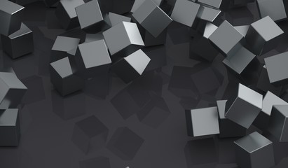 3D Rendering Of Abstract Pile Of Metal Cubes Background
