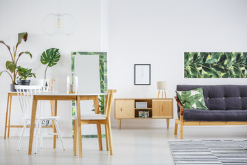 Wooden dining room interior