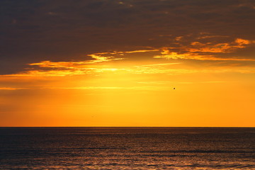 Beautiful orange-lead sunrise over the Black sea