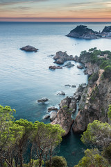 Fototapeta premium Great sunset in village of Tossa de Mar, Costa Brava. Spain.