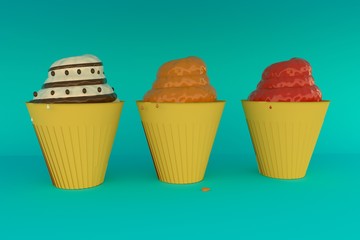 Ice creams over lite blue background