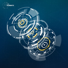Vector 3D Circle Elements. Sci-Fi Technology Visualisation