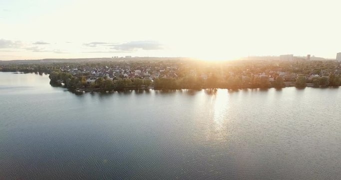 Sunset in early May, the Dnieper River in the city of Kiev High quality 10bit footage. Very easy color correction