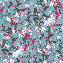 Seamless Vector Vintage Oriental Botanical Pattern