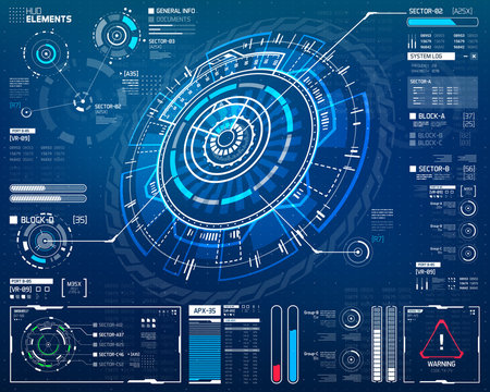 Vector 3D Circle Elements. Sci-Fi Technology Visualisation