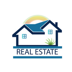 Real estate logo. House and sun icon vector image