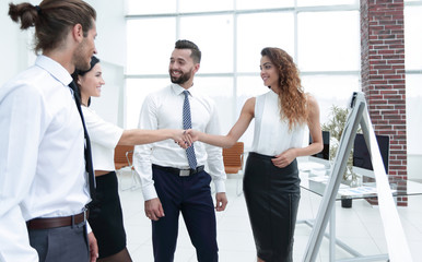 Fototapeta premium business women greet each other with a handshake