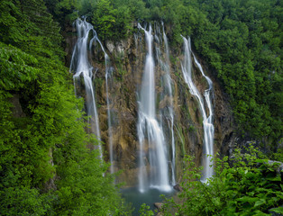Fototapeta na wymiar view of the most famous waterfalls in Plitvice national park, Croatia