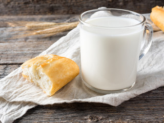 Village Breakfast Milk Bread on Towel Wooden table