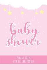 Baby Shower , Happy Birthday for new born celebration greeting and invitation Post card Size,Pink Background