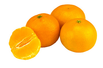 tangerine or mandarin fruit isolated on white background