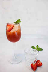 healthy drink. refreshing summer beverage. strawberry fruit cocktail concept