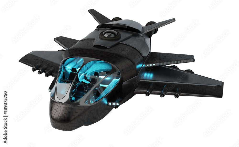 Aufkleber futuristic spacecraft isolated on white background 3d rendering