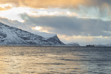 Fototapeta na wymiar Winter landscape at Godoya Island, Alesund. Norway.